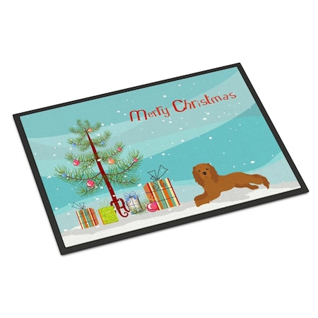 Carolines Treasures 24 x 36 in. Ruby Cavalier King Charles Spaniel Christmas Tree Indoor or Outdoor Mat CK3495JMAT